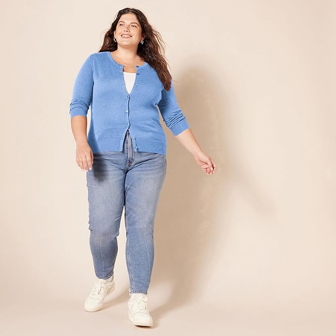 Amazon Essentials Women's Lightweight Crewneck Cardigan Sweater (Available in Plus Size)