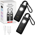 Personal Safety Alarm for Women – 130dB Loud Panic Siren Keychain - Rape Whistle Alternative – LED Light, Carabiner Clip, Low Battery Alert, USB-C Charging Self Defense Alarm by Weten (2 Pack Black)