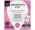 Summer's Eve Simply Sensitive Feminine Wipes, Gentle pH-Balanced Micellar Water Based Formula Helps Control Vaginal Odor, Individually Wrapped Wipes, 12 Count