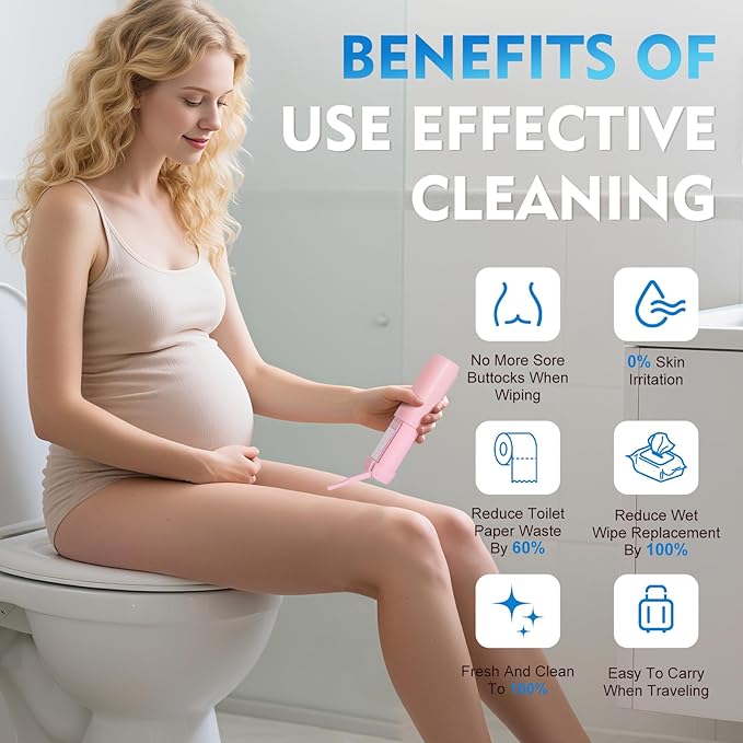 Portable Bidet for Travel, Floranest Rechargeable Electric Travel Bidet Sprayer with Adaptor, Suitable for Travel, Camping and Home Use, with Powerful Cleaning Power