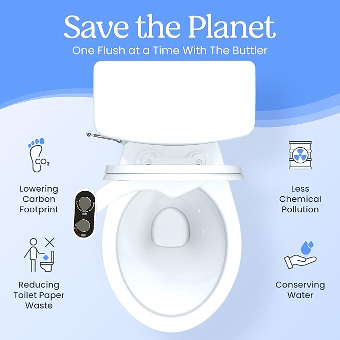 CLEAR REAR Bidet Attachment for Toilet Seat - Non-Electric with Self Cleaning Dual Nozzles, Leak Proof Connectors, Adjustable Water Spray, Rear & Feminine Wash - Hygienic Bathroom Upgrades (Black)