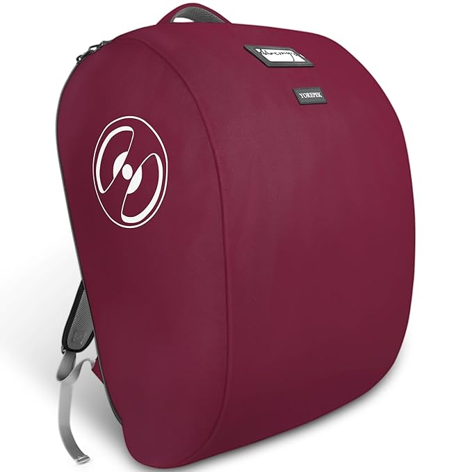YOREPEK Padded Gate Check Stroller Bag Fits for Doona Car Seat Stroller with isofix Base, Sturdy Stroller Bag Backpack with Lockable Zipper, Foldable Stroller Cover for Airplane Travel, Wine Red