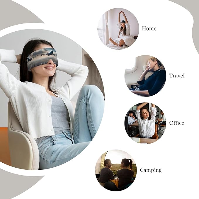 high Altitude Airplane Unisex Side Sleeping Headband, Sleeping Eye Mask and Ear Muffs, (26.8 * 4.3 inches), Indoor and Outdoor Travel Yoga Adjustable Comfort Eye and Ear Muffs,