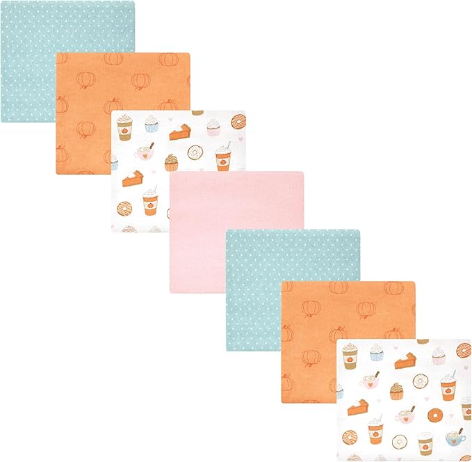 Hudson Baby Unisex Baby Cotton Flannel Receiving Blankets Bundle, Pumpkin Spice, One Size