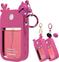 Sonnorel 1 Pack Elk Silicone Case Compatible with Touchland Hand Sanitizer Spray (Fit for 1 FL OZ/30 mL Ver), Portable keychain, Small Bell, Cute Deer Antlers (Rose Pink)