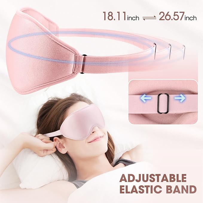 Sleep Mask | 99% Fully Block Out Light Eye Sleep Mask | Long Lash Extension | 3D Deep Contoured Eyes Cover Zero Pressure | Adjustable Straps | Sleep Travel Home Nap Rest Women Men (Pink)
