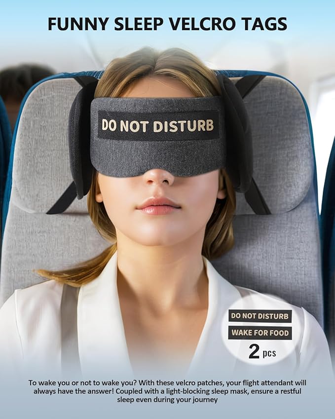 Travel Pillows for Airplanes, Plane Pillow with Eye Mask for Long Flights Sleeping, 360° Support Airplane Head Strap Compact Flight Essentials for Travel Sleep Neck Upright, Stop Bobblehead (Grey)