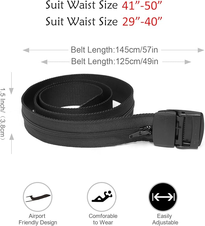 SUOSDEY Travel Money Belt, Nylon Hidden Money Pocket Belt with Plastic Buckle