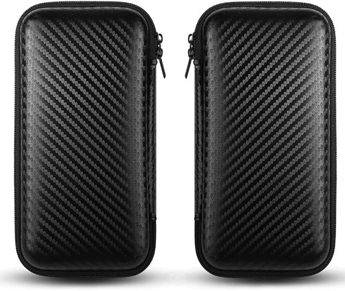 iMangoo Travel Essential Electronics Organizer Pouch Charger Case, Shockproof Dual Zipper Power Bank Cables Tech Accessories Purse, Men & Women Travel Must Have Storage Bag, 6.5x3.2x1 inch Fiber Black