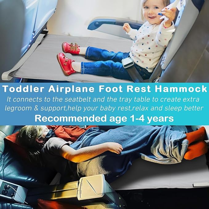 Toddler Airplane Bed, Airplane seat Extender for Kids,Kids Airplane Seat Extender Travel Bed,Airplane Must Have for Toddlers,Portable Baby Diaper Changing Pad, Kids Plane Footrest (Blue)