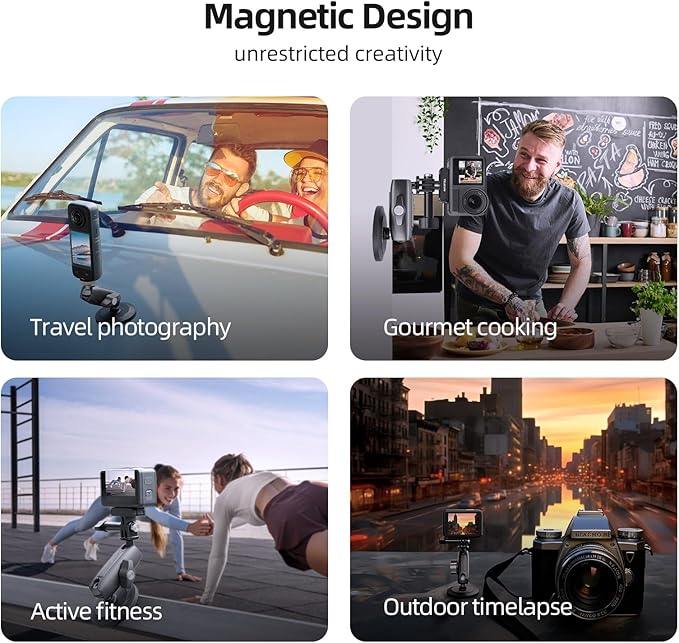 TELESIN 360 Magnetic Mount Magnet Metal Mounts for Go Pro Insta360 X4/X5 Accessory, Quick Release Car Holder Attachment for GoPro Max Hero 13 12 DJI Action 6 5 Pro OSMO 360 Nano Pocket 3 Accessories