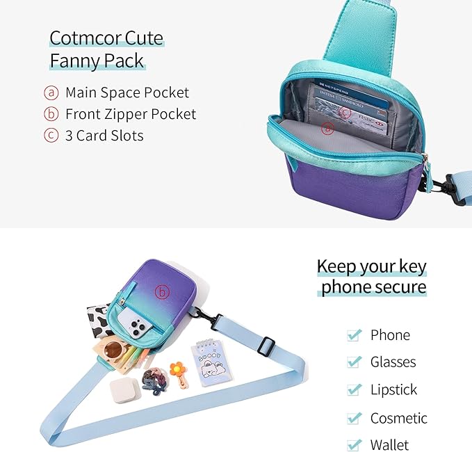 Mothers Day Gifts for Daughter, Birthday Graduation Gifts for 8 9 10 11 12 Year Old Teens Girls Her,Fanny Pack Sling Crossbody Bag Belt Bags Purse, Preppy Teen Girl Gift Trendy Stuff Travel Essentials