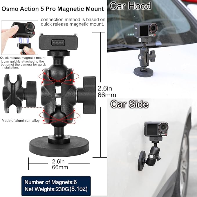 PellKing Accessories Kit for DJI Osmo Action 5pro/4/3,Carrying Case with Belt 135cm Selfie Stick Tripod Waterproof Housing Floating Handle Grip Magnetic Handlebar Mount Qucik Release4 in 1 Body Mount