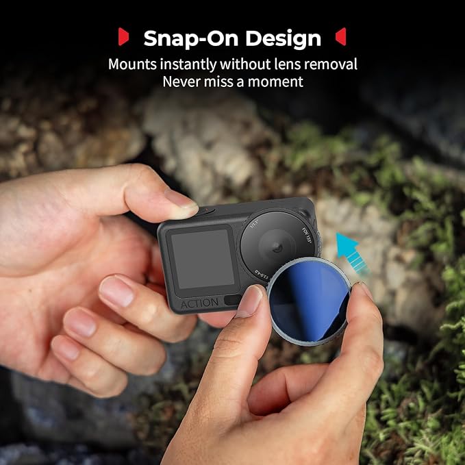 SmallRig ND16 Filter for DJI Osmo Action 6, Snap-On Polarizing Neutral Density Filter, with Lens Silicone Cover & Cleaning Cloth, HD Optical Glass/Multi-Coated - 6084