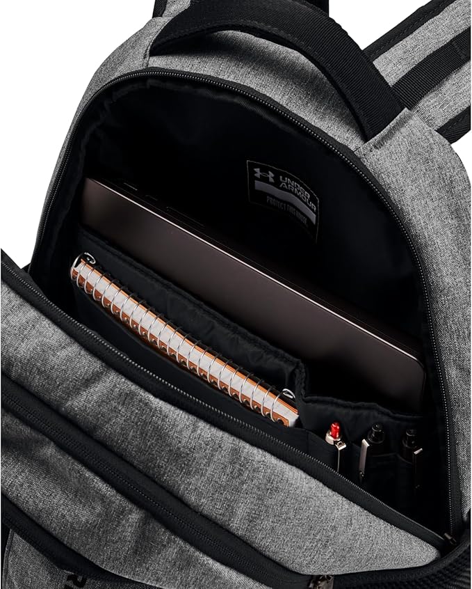 Under Armour Unisex-Adult Hustle 6.0 Backpack, (026) Castlerock Full Heather/Black/Black, One Size Fits Most