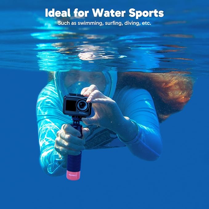 AKASO Waterproof Floating Hand Grip Action Camera Accessories for Gopro Hero 13/12/11/10/ 9/Max/DJI Osmo Action EK7000/Brave 4/Brave 7 LE/Brave 7 Action Camera Handle Mountfor Water Sports