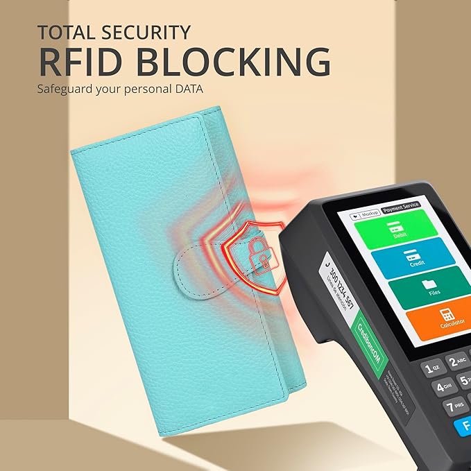 Real Leather Women Wallet Leather with RFID Blocking -Trifold Card Holder Designer Ladies Clutch with ID Window Wallets