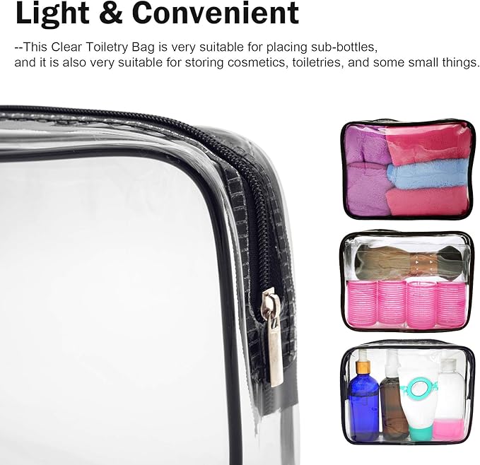 Cosywell Clear Toiletry Bag Quart Size Bag Travel Makeup Cosmetic Bag PVC Toiletries Cosmetic Pouch for Women Men 3PCS (S)
