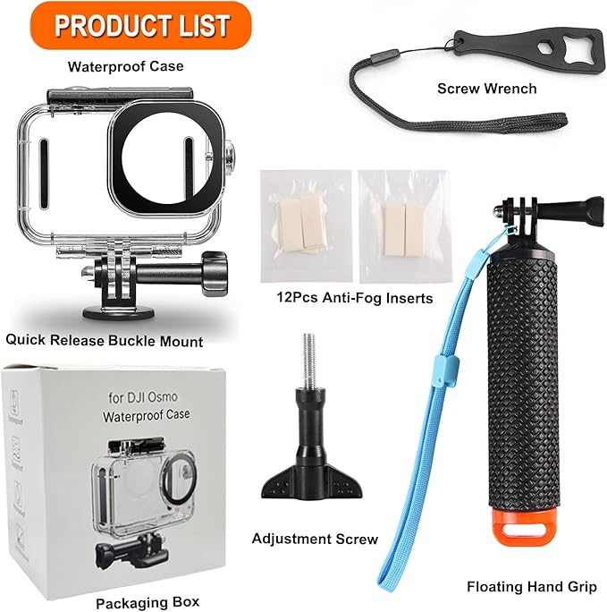 BO&DQQ Underwater Waterproof Case Compatible with DJI Osmo Action 6 Camera, 196FT/60M Dive Diving Housing Cover Shell with Camera Handle Mount Accessories Kit