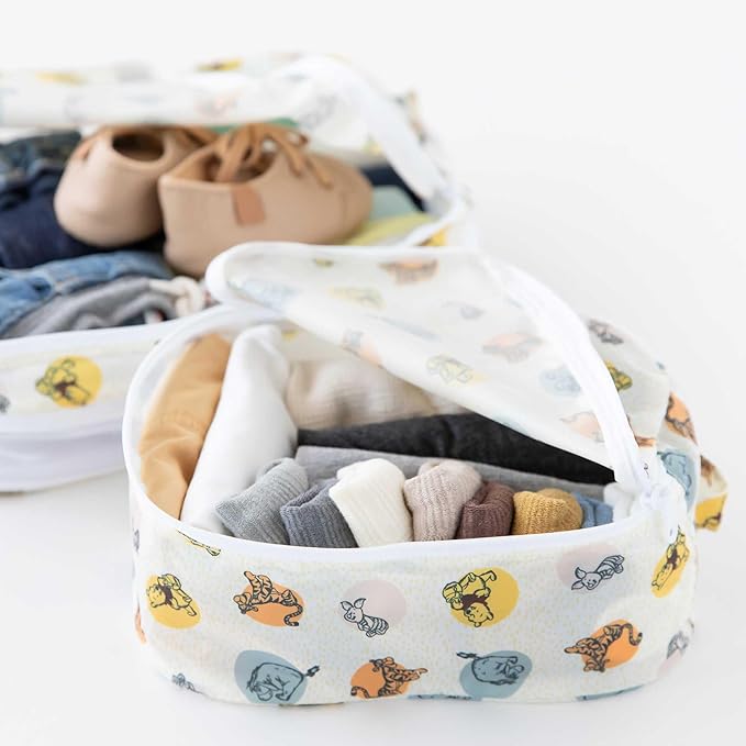 Bumkins Disney Packing Cubes for Travel Bag, Organize Luggage with Compression Bags, Essential Traveling Accessories, Pack Carry On Suitcase for Clothes or Toiletries, Set of 2 Sizes, Winnie the Pooh