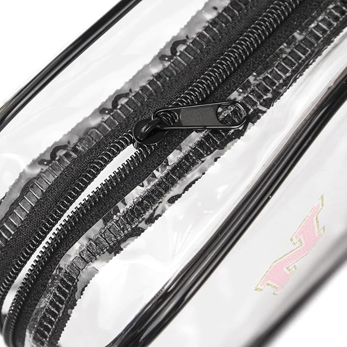 Clear Toiletry Bag,Portable Travel Toiletry Bag,Chenille Letter Cosmetic Bag with Zipper,Waterproof Makeup Bag,Cosmetic Storage Organizer for Women Men,Travel Essentials (Black,S)