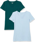 Amazon Essentials Women's Regular-Fit Short-Sleeve T-Shirt (Crewneck and V-Neck Options), Multipacks