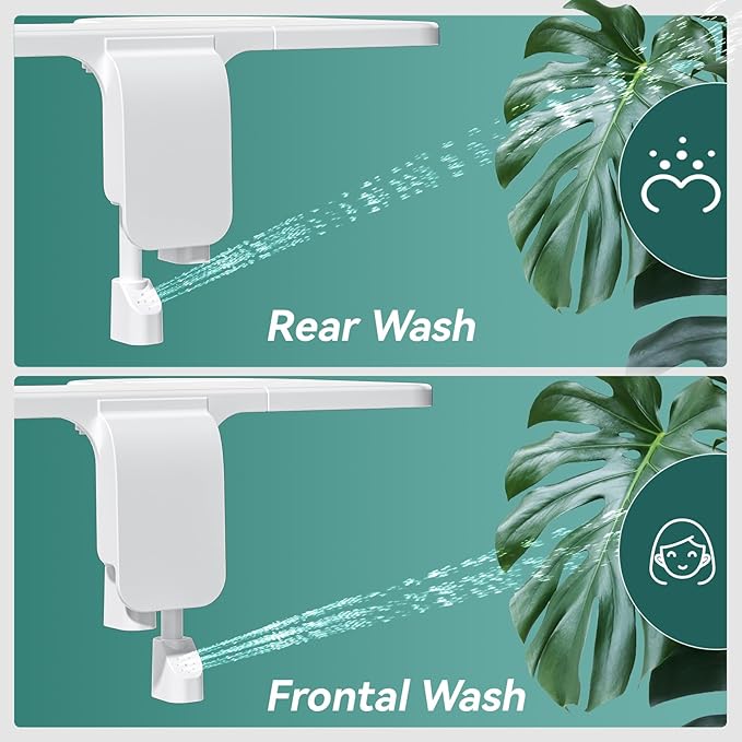 ‌BIGCOW Ultra-Slim Bidet Attachment, Self-Cleaning Dual Nozzle (Front/Rear Wash), One-Finger Command, Ergonomic 3+1 Tactile Controls, Pressure Dial & Tool-Free Install, Instant Hygiene Upgrade