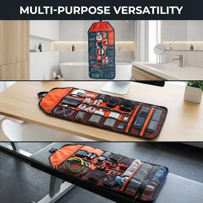 Travel Toiletry Bag for Men -Water-Resistant Compact Bathroom Roll Organizer, Water-resistant Shaving Bags for Toiletries Accessories, Door Room Essentials