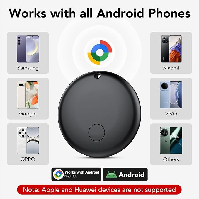 Android Tracker, Bluetooth Tracker Tags, Work with Google's Find Hub(Android), Smart Tags for Luggage, Wallet, Vehicles, Keys (Not for iOS) 4 Pack