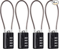 SEPOX® Compact Design Resettable Combination Padlock 4 Digit, 30mm 1-3/16" Width Body, Extra Long 16cm Cable Lock for Suitcase, Travel, Gym Lockers, Helmet, Cabinets, Case, Fence, Pack of 4 Black