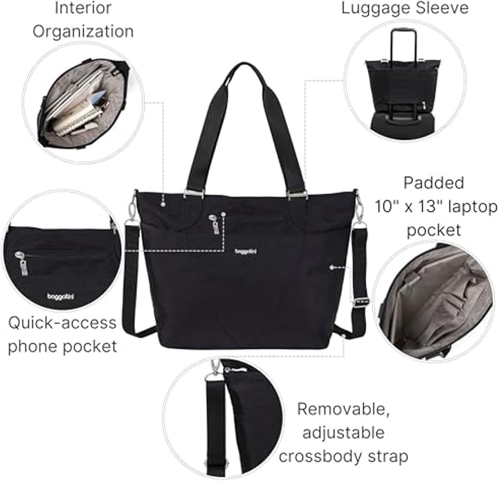 Baggallini Avenue Tote - 12x18 Laptop Tote Bag for Women - Lightweight Work Travel Carry On Bag