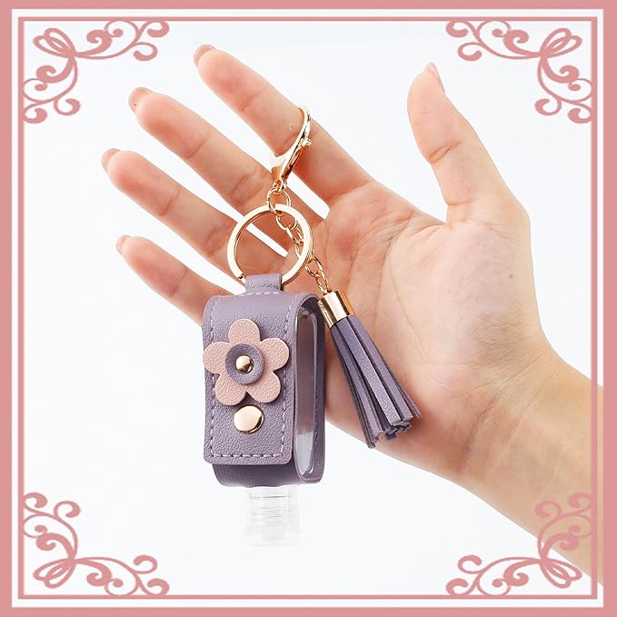 4Pcs Hand Sanitizer Keychain, 30ml Refillable Portable Hand Sanitizer for Toiletry Lotion Liquid Soap Shampoo