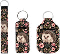 Suobstales 3Pcs Travel Bottles Keychain Holder Set,Travel Bottle Sleeves+Neoprene Chapstick Holders+Lanyard Keychain