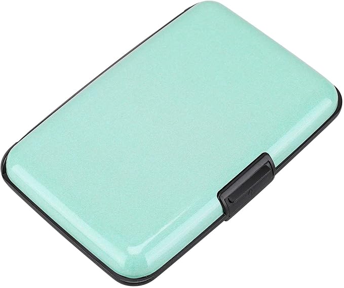 ELFISH Mini RFID Aluminum Wallet Credit Cards Holder Business Card Case Metal ID Case for Men Women (Light blue)