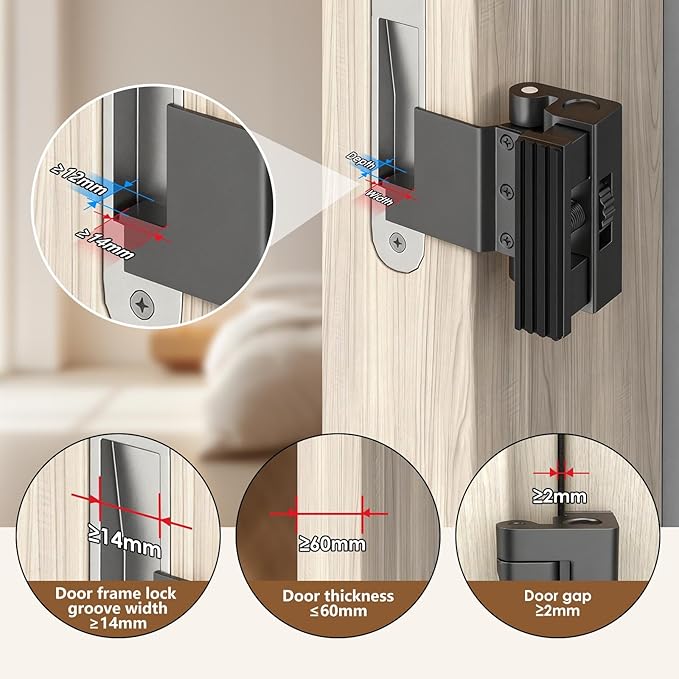 Portable Door Lock, Door Reinforcement Lock, Portable Door Lock for Travel - No Drilling, Interior Doors for Apartments, Hotels, bedrooms