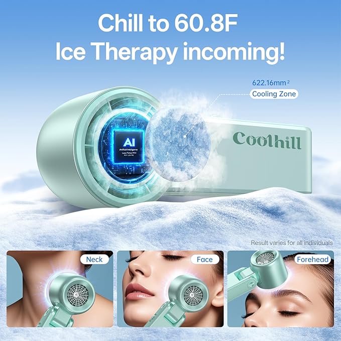 Handheld Portable Fan with Ice Cooler: 199-Speed 5500mAh Rechargeable Handheld Fan, 12H Time Hand Cooling Personal Fans with 20000 RPM Air Turbo Tech for Travel Outdoor (Green)