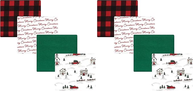 Hudson Baby Unisex Baby Cotton Flannel Receiving Blankets, Christmas Scene, One Size (Pack of 2)