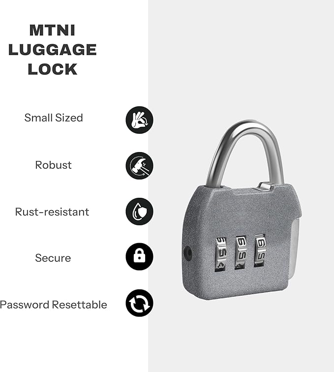 Combo Luggage Locks, 3 Digit Combination Padlock, Travel Safe Pad Lock with Code, Portable Small Zipper Lock for Backpack, Suitcase, Tool Box, Diary, Mini Locker (Silver+Blue, 2-Pack)
