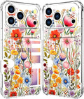 Compatible with iPhone 17 Pro Max Case Card Holder for Women Cute Design,Wallet Phone Cases Transparent Cool Kawaii Protective (Clear Flowers Lily Girly Florals)