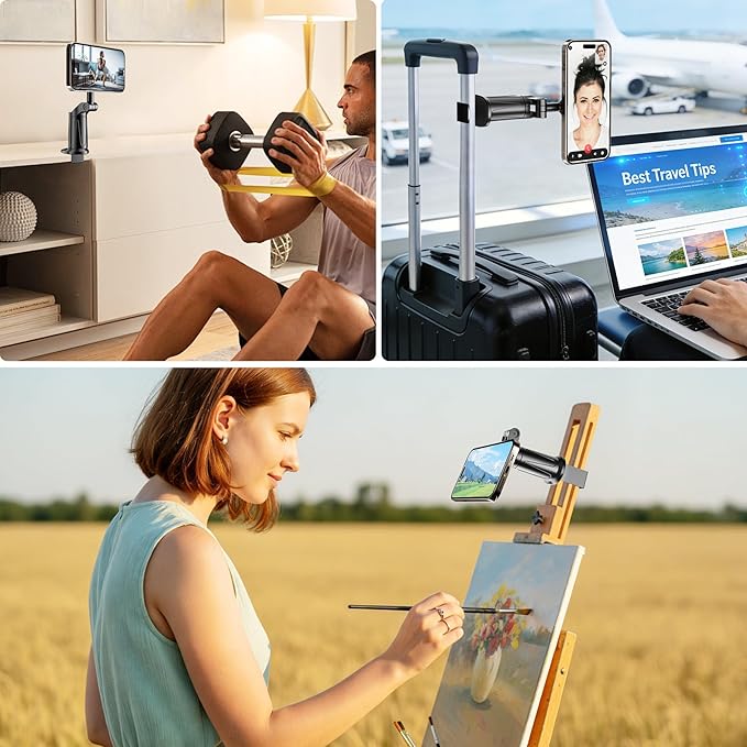 Airplane Phone Holder for MagSafe, Universal 360° Magnetic Plane Phone Stand for Travel Essentials, Handsfree for Air Plane Smartphone Mount Compatible with iPhone 17 16 15 14 13 12 and Android.