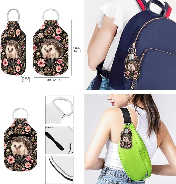 Suobstales 3Pcs Travel Bottles Keychain Holder Set,Travel Bottle Sleeves+Neoprene Chapstick Holders+Lanyard Keychain