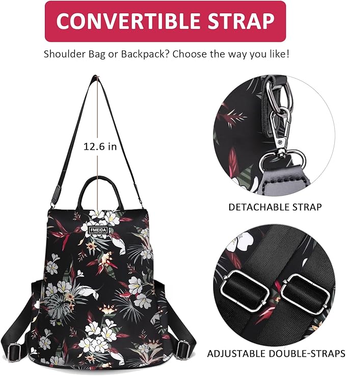 Fmeida Work Backpack for Women Anti Theft Crossbody Bag Waterproof Travel Backpack Lightweight Daypack Fashion Convertible Backpacks Bookbag for College Supplies Mochilas de mujer