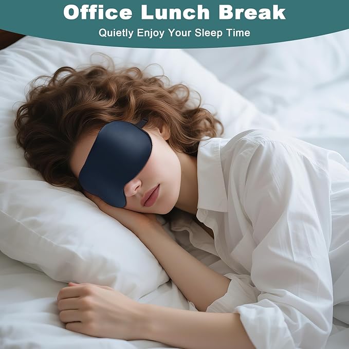 Sleep Mask for Side Sleeper Women Men, Eye Mask for Sleeping Light Blocking, 3D Contoured Cup Sleeping Mask, Soft Breathable Sleep Eye Mask with Adjustable Elastic Strap for Travel (Blue)