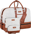 Weekender Bag for Women, Large Overnight Bag Canvas Travel Duffel Bag Carry On Tote with Shoe Compartment 21" 3Pcs Set