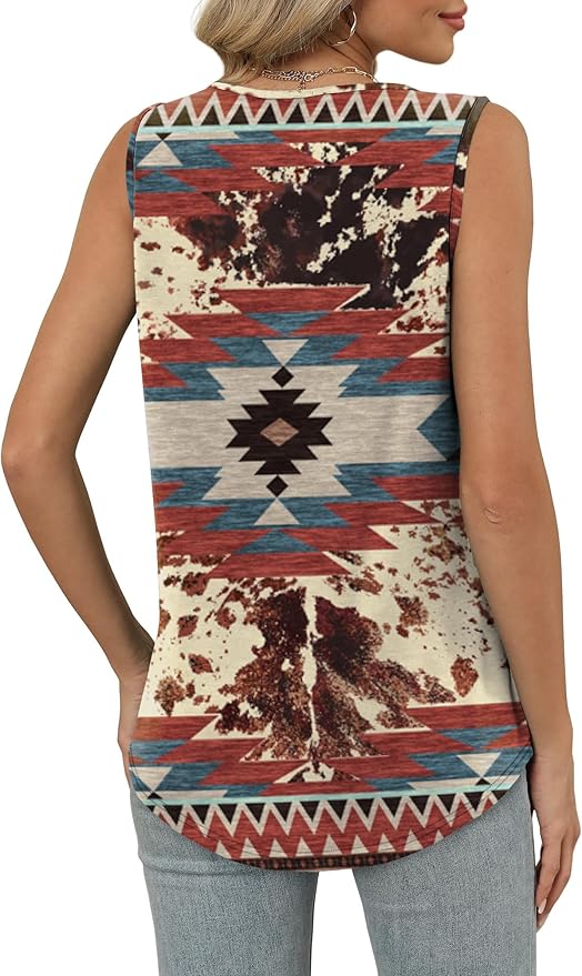 OFEEFAN Tank Top for Women Loose Fit Sleeveless Shirts V Neck Summer Clothes Ruched Women's Tees and Tanks Curved Hem