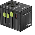 TenTrend 70W Universal Travel Adapter with 4 USB-C & 1 USB-A Ports, International Power Adapter, European Travel Plug Adapter, Worldwide Travel Essentials for EU UK AUS USA