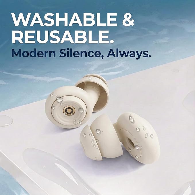 50dB White Noise Cancelling Ear Plugs for Sleeping - Reusable High-Fidelity Earplugs for Snoring, Concerts, Travel, Side Sleepers, Silicone Ear Plugs with 10 Comfort Tips