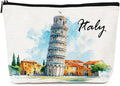 Italian Gifts Makeup Bag - Italy Travel Essentials Watercolor Cosmetic Bags Portable Toiletry Organizer Pouch Waterproof City Traveling Souvenirs Party Birthday Gift for Women Travelers