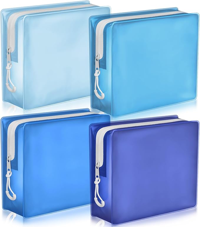 4 Pack TSA Approved Travel Toiletry Bags Frosted Translucent Leak-proof Cosmetic Makeup Bags for Women Men Travel Organizer Airport Security(Blue,8.5 x 6.3 x 2.9 Inch)