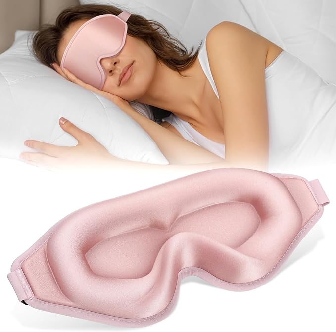 Sleep Mask | 99% Fully Block Out Light Eye Sleep Mask | Long Lash Extension | 3D Deep Contoured Eyes Cover Zero Pressure | Adjustable Straps | Sleep Travel Home Nap Rest Women Men (Pink)